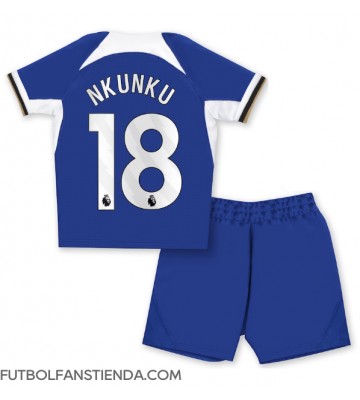 Chelsea Christopher Nkunku #18 Primera Equipación Niños 2023-24 Manga Corta (+ Pantalones cortos)